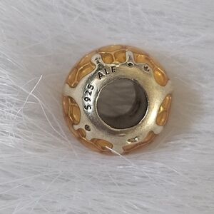 Pandora S925 ALE Honeycomb Murano Glass Charm – Sterling Silver Dripping Honey B
